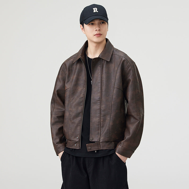 American Trendy PU Leather Men's Jacket 2025 | Autumn Winter