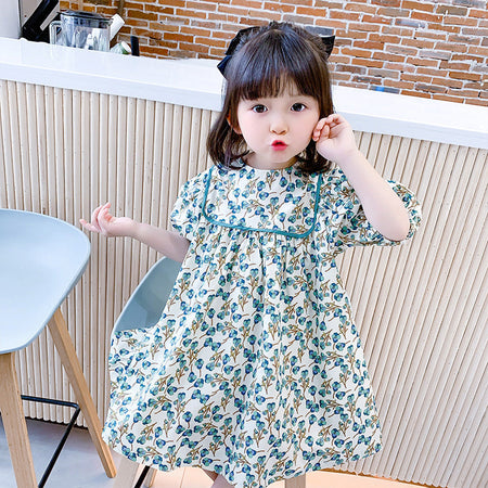 Girls Floral Cotton Princess Dress Korean Style Summer – Summer Kids Fashion Nepal | Tudoholic