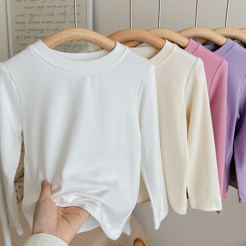 Children’s White Long-Sleeve Loose T-Shirt Spring & Fall