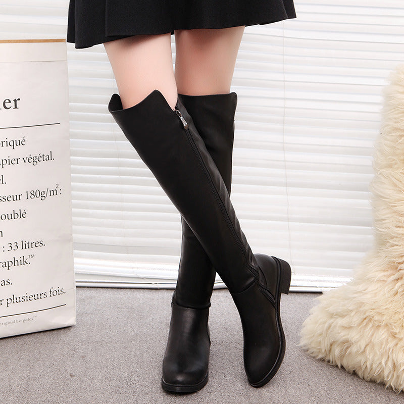 Women’s Over-The-Knee Low-Heel Velvet Boots 2026