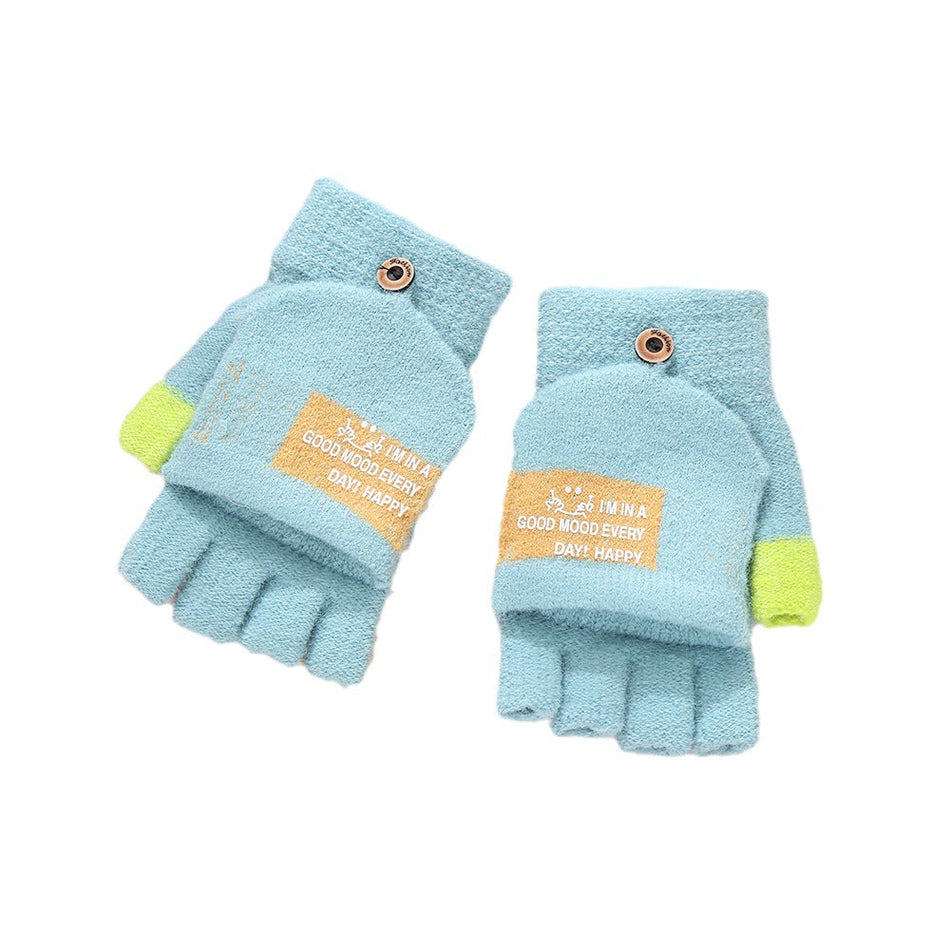 Kids Warm Flip Gloves – Fleece-Lined Half Finger Gloves