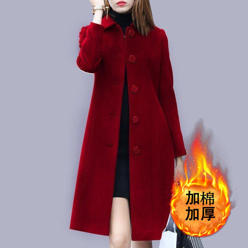 British Style Women's Slim Woolen Coat