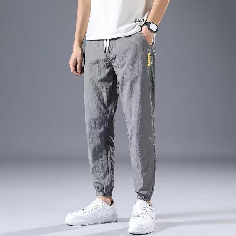 STOCK-Men’s Ice Silk Cropped Pants – Korean Style Straight-Leg