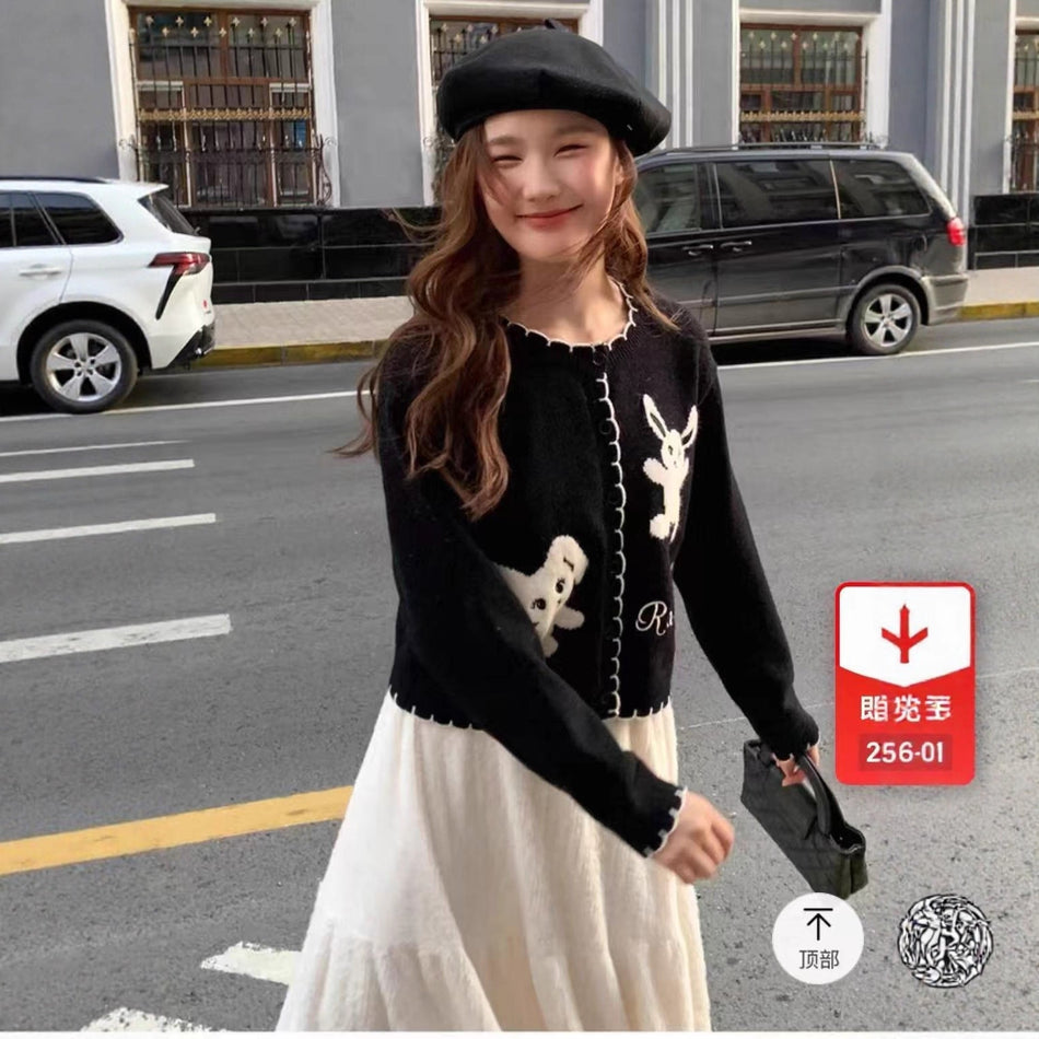 Korean Embroidered Knitted Cardigan for Women