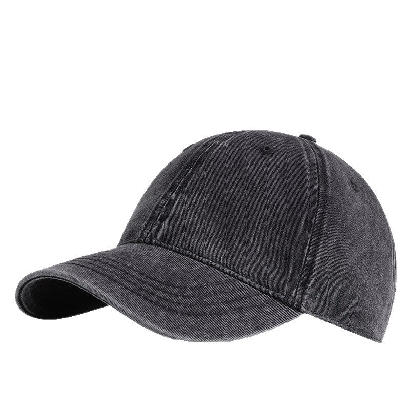 Retro Washed Denim Baseball Cap with Sun Protection