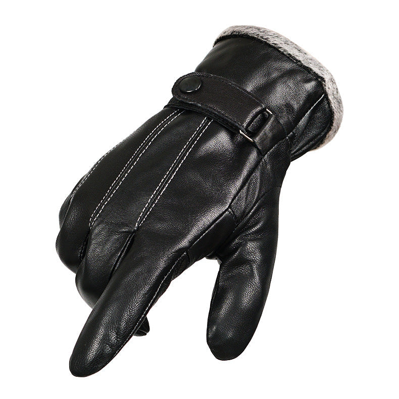 Men’s Genuine Leather Gloves Fleece-Lined Thick Warm Winter