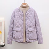 INSTOCK -  new round neck wave pattern thin down jacket women's