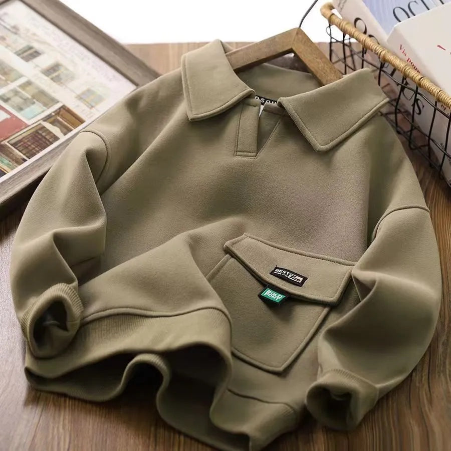 Boys’ Polo Sweater 2024 – Casual Lapel Fashion Top – Kids Fashion Nepal | Tudoholic