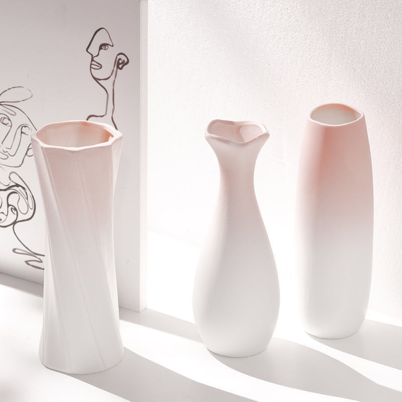 Pink Gradient Ceramic Vase for Modern Flower Arrangements