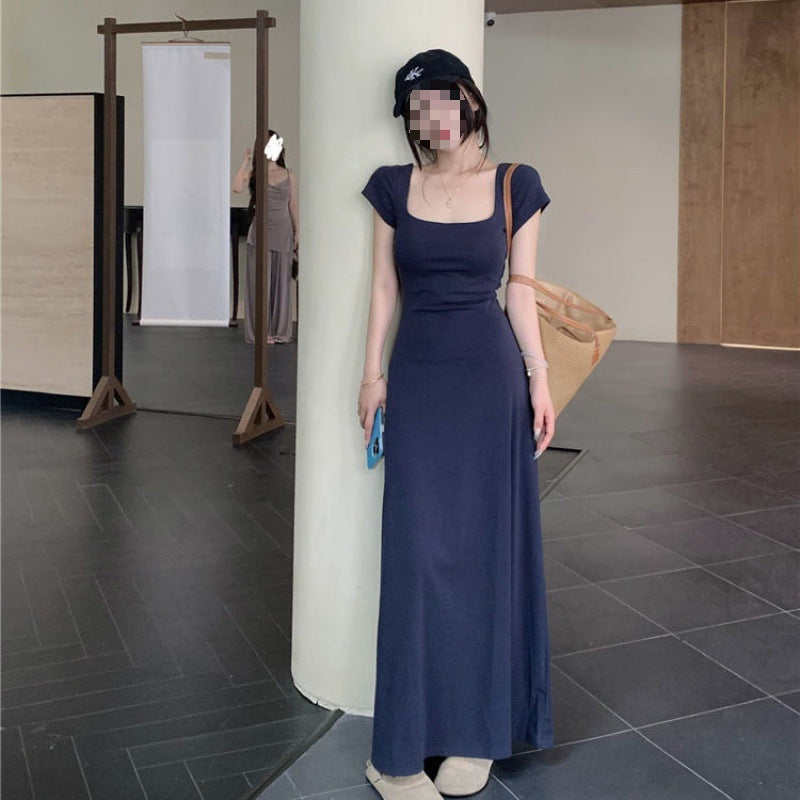 STOCK-French Style Slim-Fit Summer Dress| Elegant Round Neck