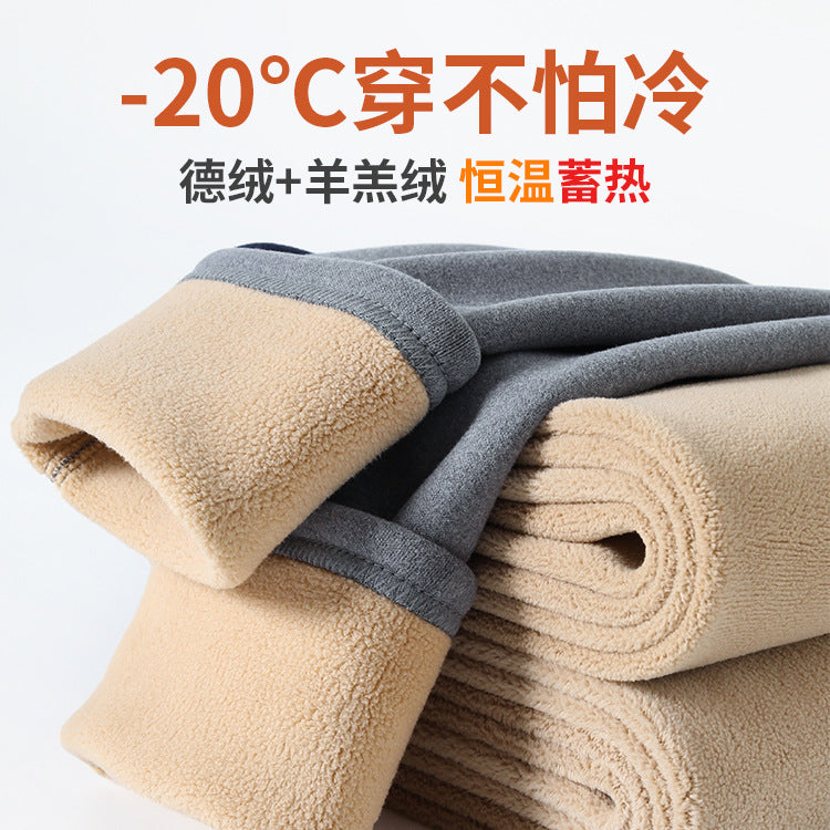 Men’s Cotton Fleece-Lined Thermal Pants Autumn Winter Thick