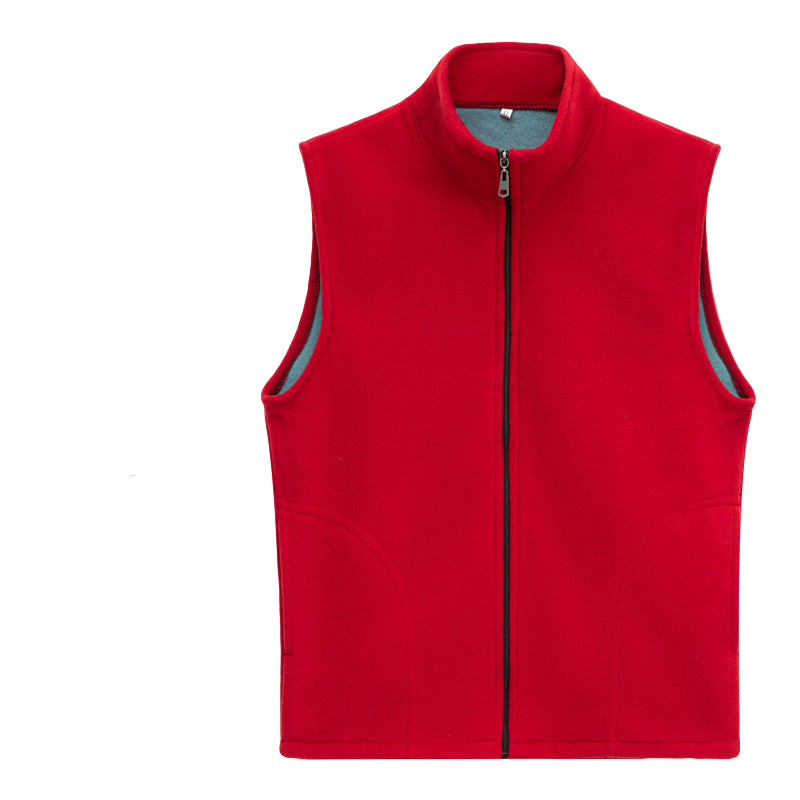 Custom Polar Fleece Work Vest Red Supermarket Advertising Shirt