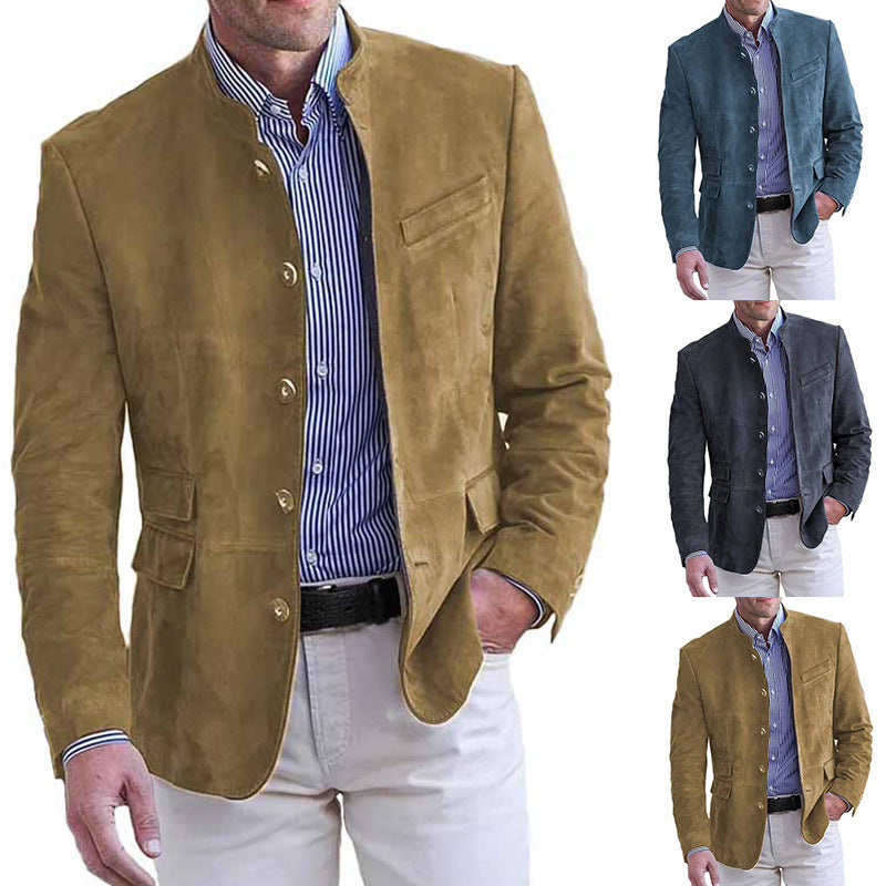 Men’s Casual Suede Blazer – Autumn & Winter Business Style