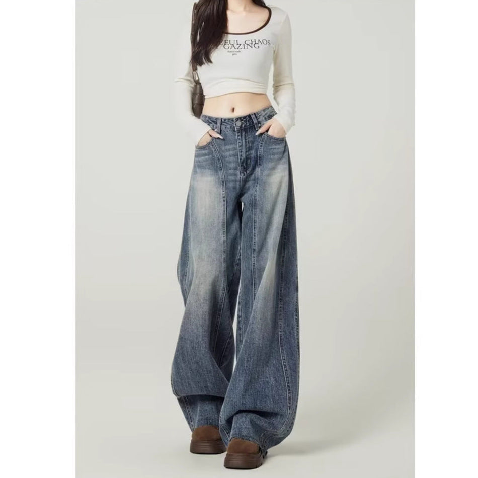 2025 American Retro High-Waist Wide Leg Women’s Jeans