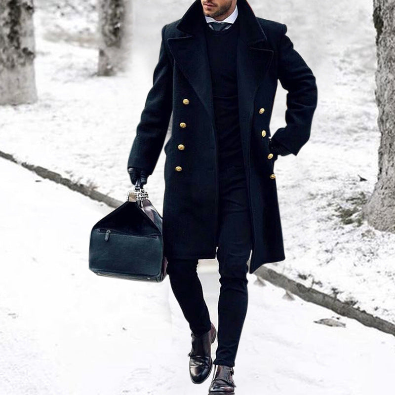 Men’s Independent Station Double-Breasted Thick Wool Coat