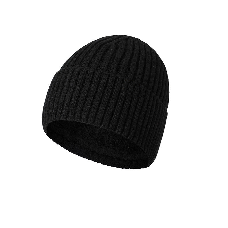 STOCK-Winter Woolen Knitted Hat – Warm Velvet Beanie for Men &