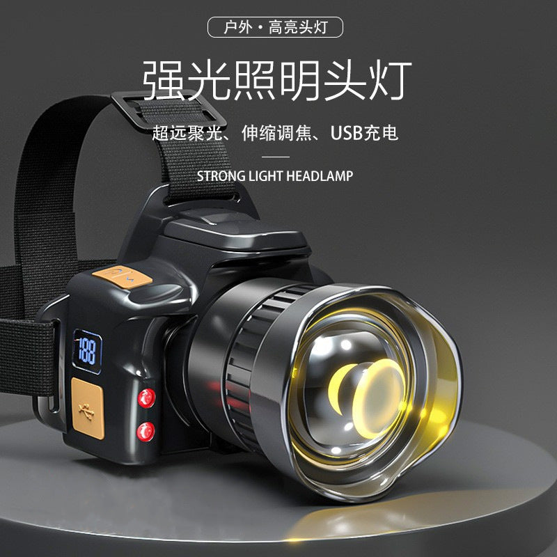 Factory Direct Cross-Border Strong Light USB Headlight