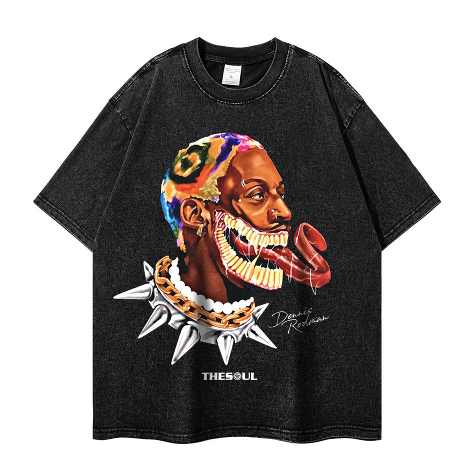 Rodman Print Hip-Hop T-Shirt – Trendy Urban Street Tee