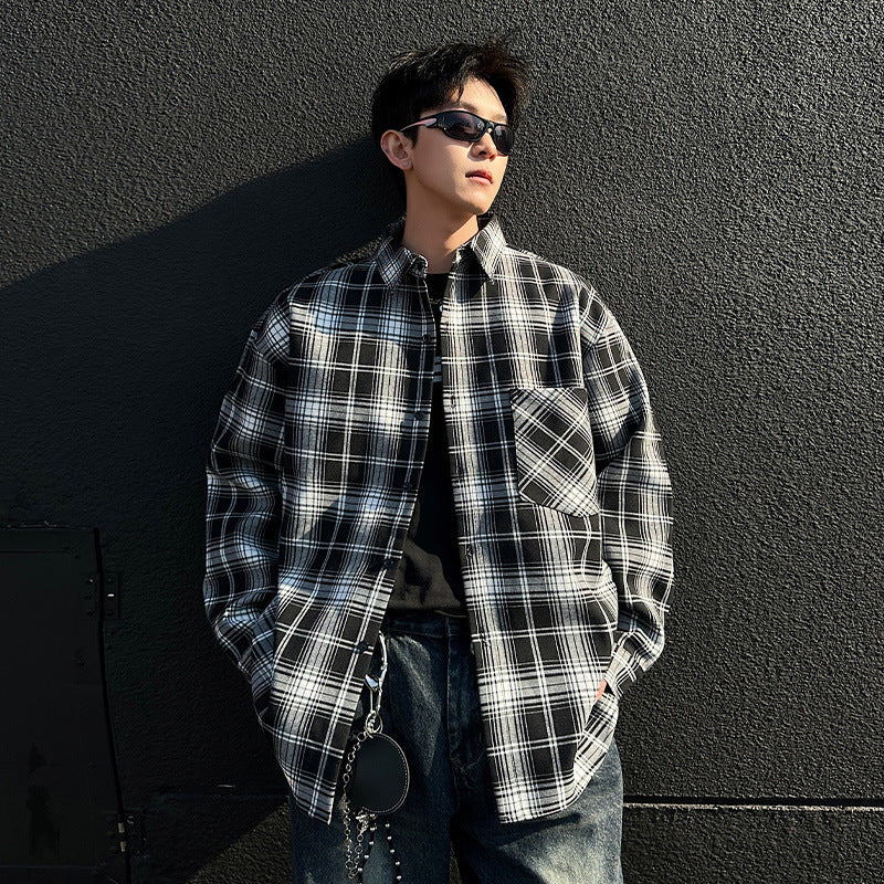 Retro Plaid Overshirt Men’s Japanese Casual Jacket