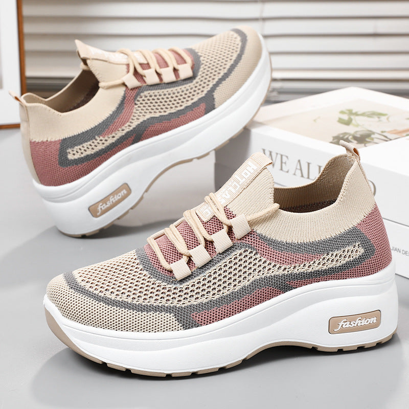 STOCK-Mother Shoes Spring Thick-Soled Breathable Casual