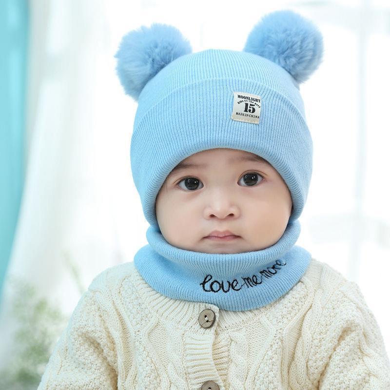 Baby Wool Hat & Scarf Set – Thick Warm Knitted Beanie for 3–12