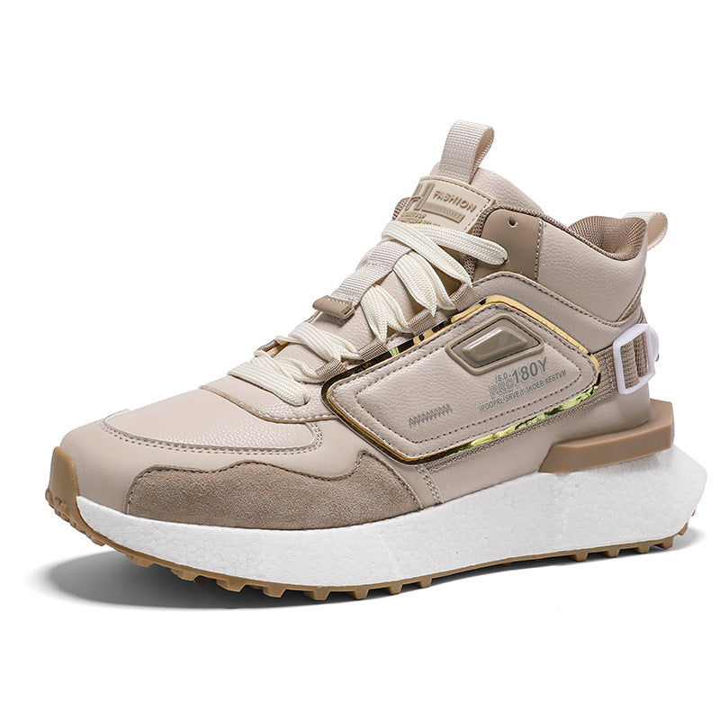 Men’s High-Top Leather Sneakers – Fleece-Lined Winter Shoes