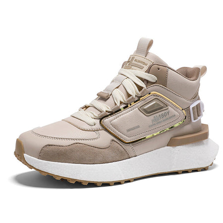 Men’s High-Top Leather Sneakers – Fleece-Lined Winter Shoes