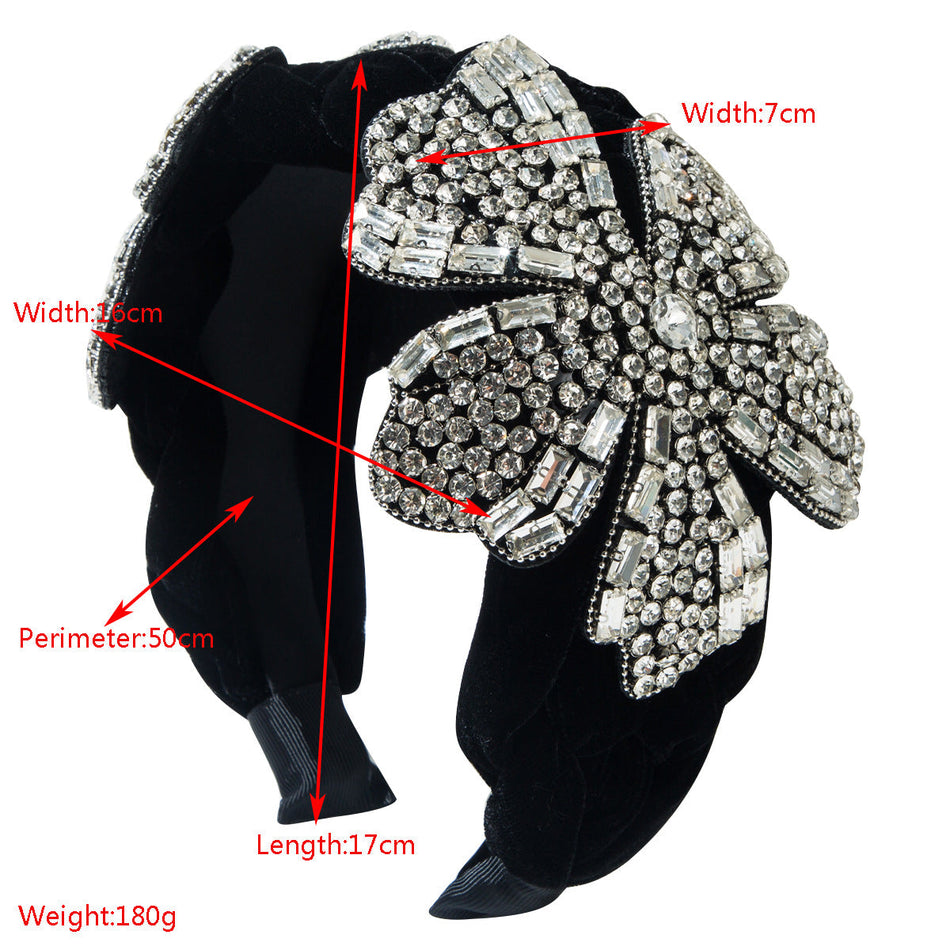 Korean Velvet Flower Rhinestone Headband