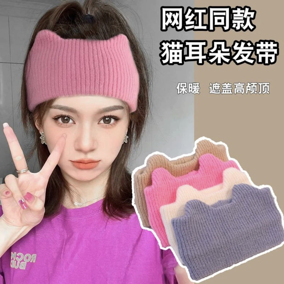 Autumn Winter Cute Cat Ear Knitted Hair Band Korean StylePro