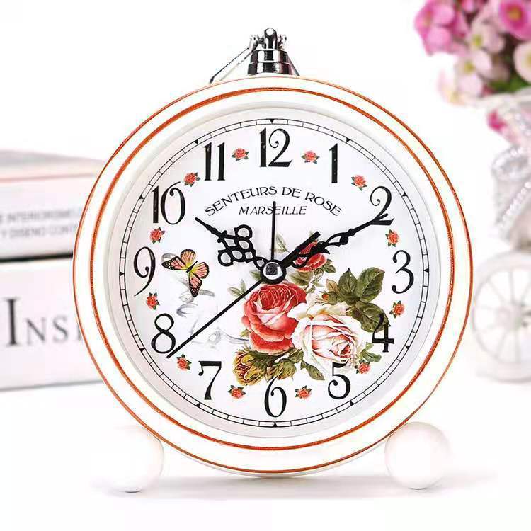 Retro European Pastoral Metal Alarm Clock – Silent & Creative