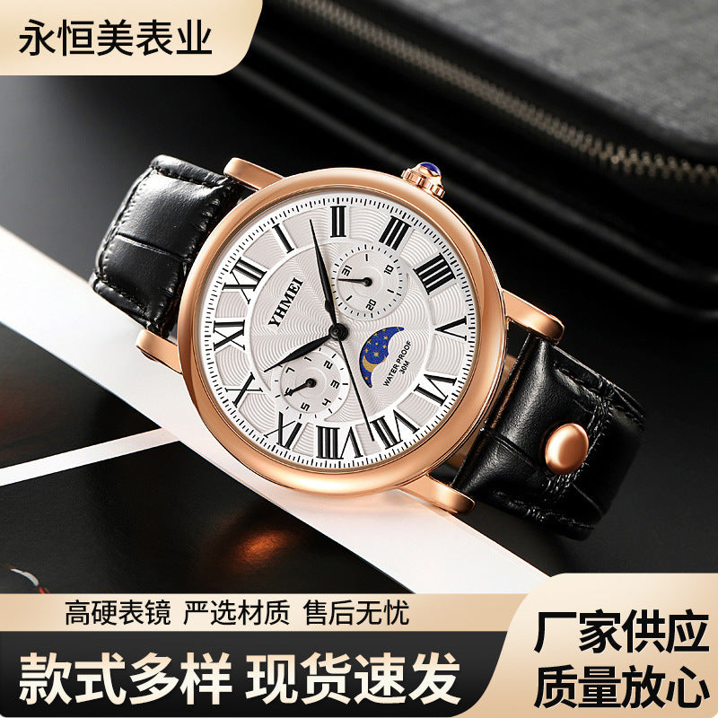 Analog Waterproof Leather Strap Watch for Men