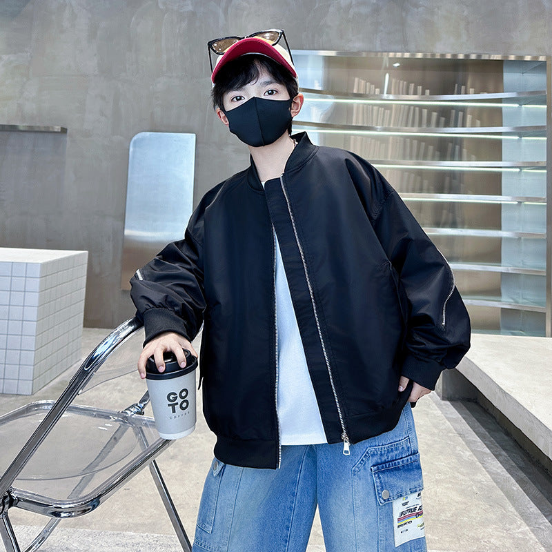 Boys’ Pilot Baseball Jacket – American-Style Autumn