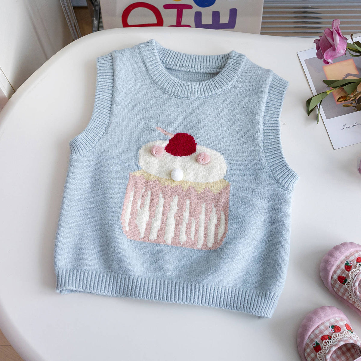 Baby Girls Cartoon Knitted Vest Autumn – Vests – Image 8