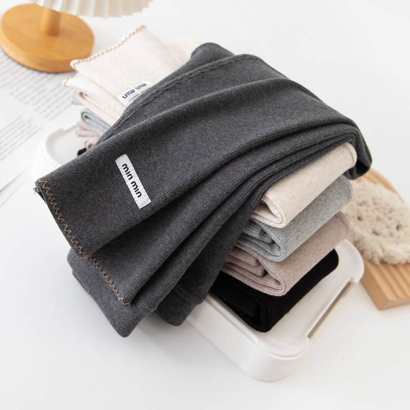 Girls’ Cotton Velvet Leggings – Slim Casual Spring Pants