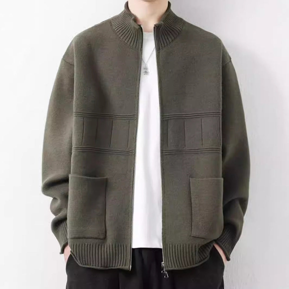 Vertical Collar Knitted Cardigan Men's Loose Casual Jacket