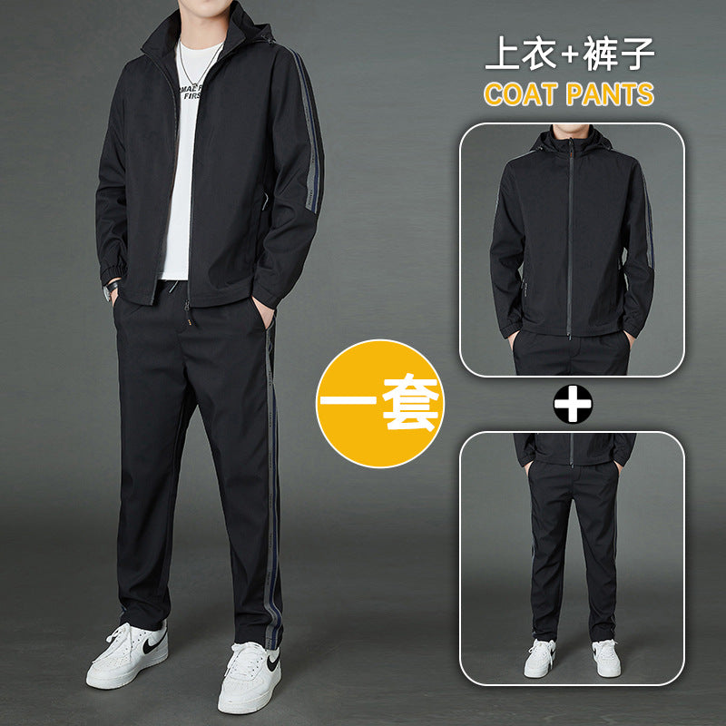 Men’s 2025 Spring Casual Sports Suit Two-Piece Loose Jacket Set