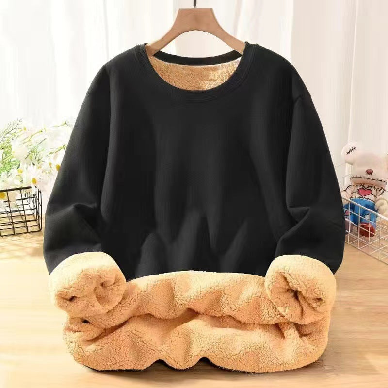 Men’s Lamb Fleece Wool-Lined Sweatshirt Winter Thick Warm