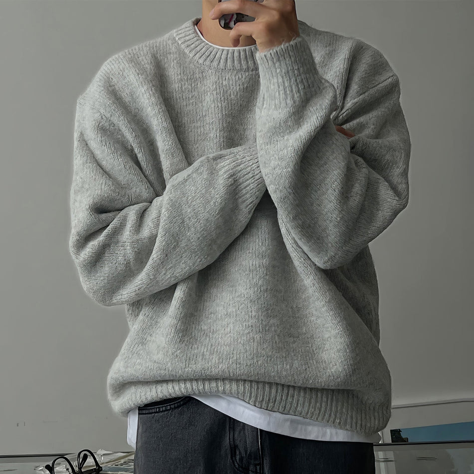 INSTOCK-Men’s Autumn Winter Solid Color Round-Neck Knitted
