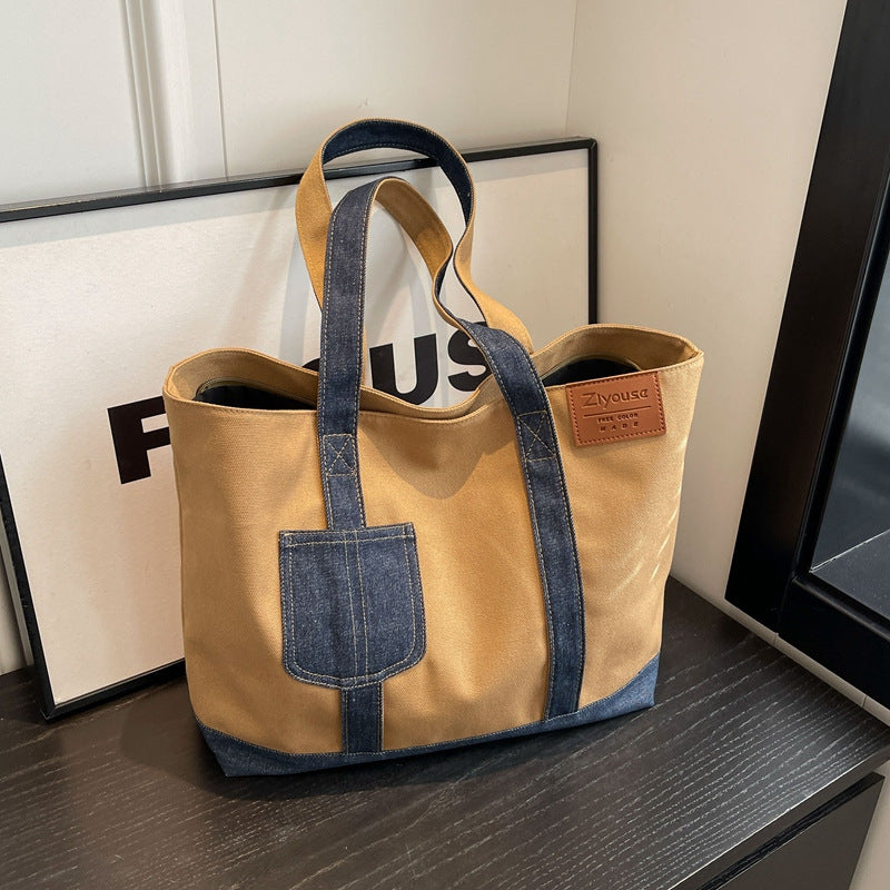 INSTOCK - Large Capacity Stitching Denim Tote Bag for Women