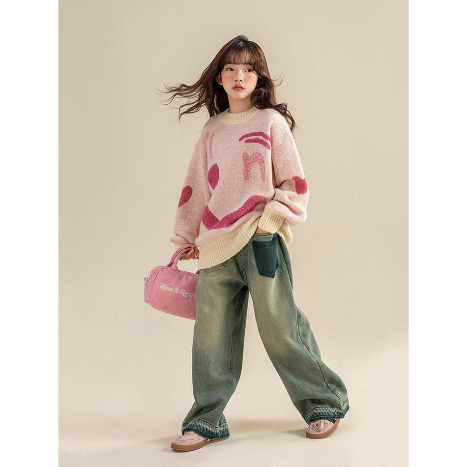 Girls’ Thickened Knit Sweater