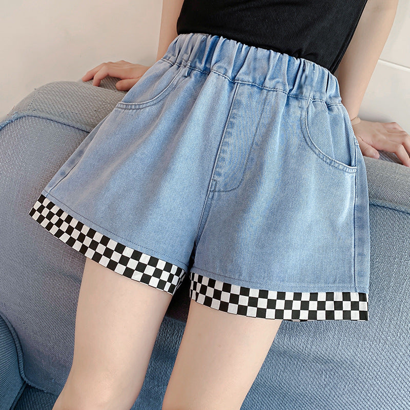 Girls Summer Thin Denim Shorts Embroidered Hot Pants
