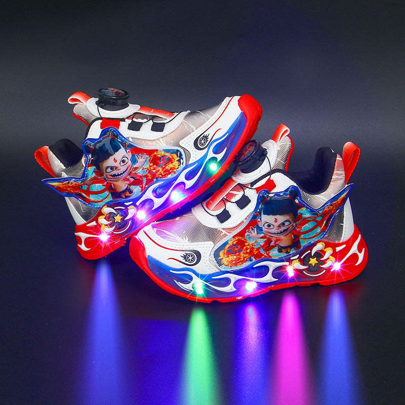 Boys Luminous Fleece Lined Sports Shoes for Autumn Winter XL