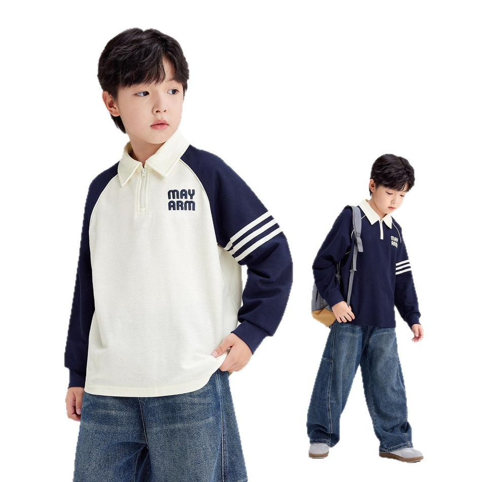 Boys’ Long-Sleeve College-Style POLO Autumn