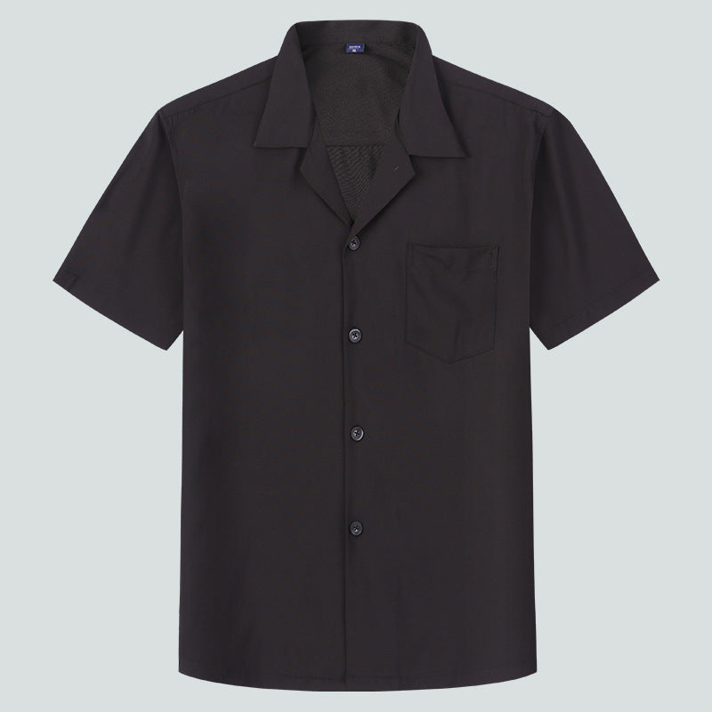 Men's Cuban Collar Short Sleeve Shirt with Loose Fit Design