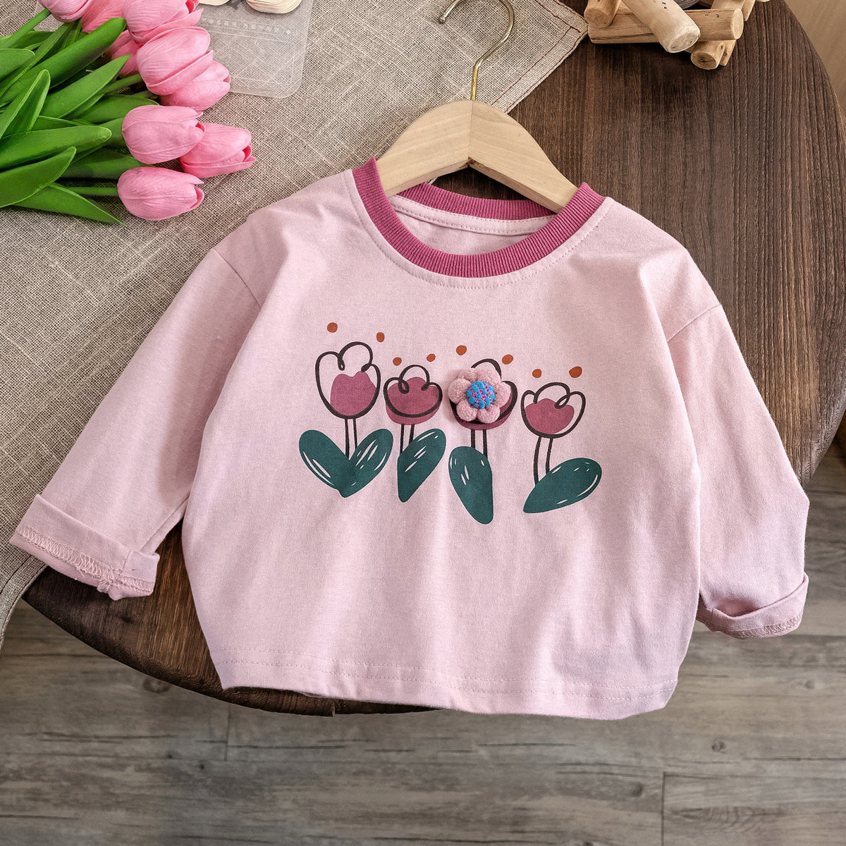 Girls Contrast Print Long Sleeve T-Shirt – Autumn Top – T-Shirts – Image 7