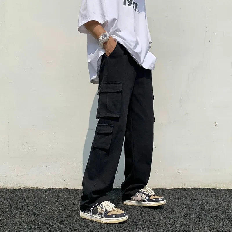 STOCK-Men's Multi-Pocket Cotton Cargo Pants – Loose Fit