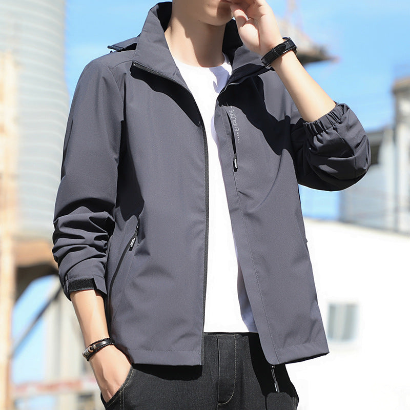 Unisex Waterproof Windbreaker – Detachable Hood Travel