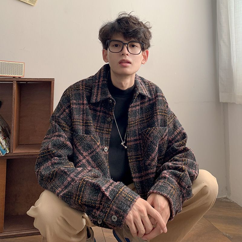 Retro Chanel Plaid Overshirt Men’s 2025 Woolen Jacket