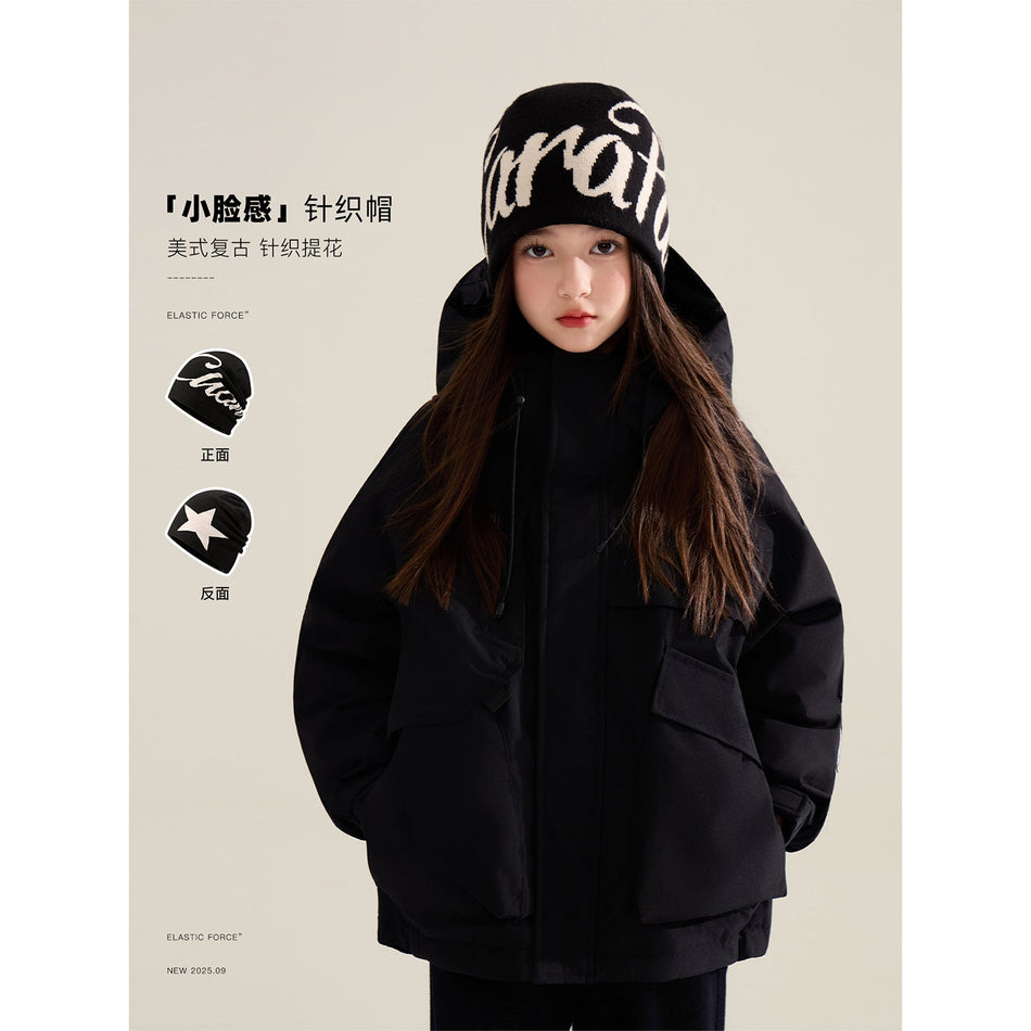 Amybaby Girls Knitted Winter Hat Retro Embroidered