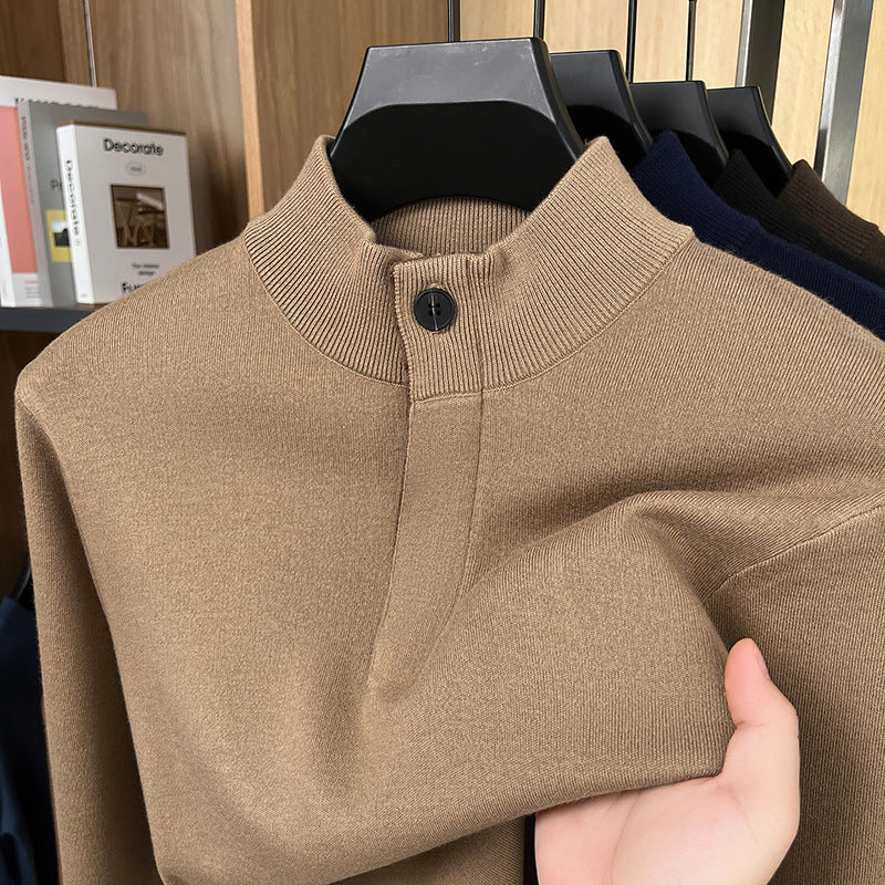 Men’s Cashmere Silk Sweater – Half Turtleneck Knit